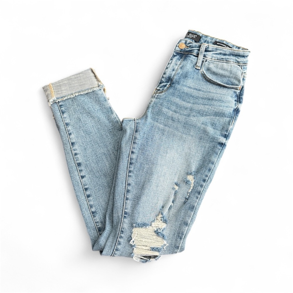 Judy Blue Women’s Distressed Boyfriend Fit Jeans Light Wash Size 5/27